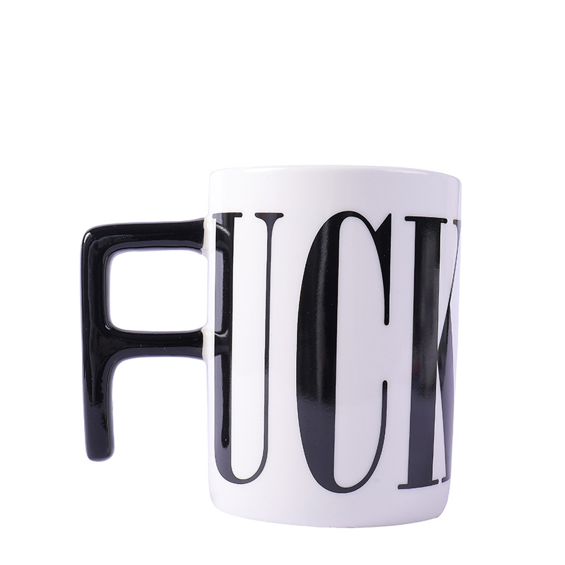 Creative Large Capacity Fake Ceramic Cup Fuck letters Mark Cup…