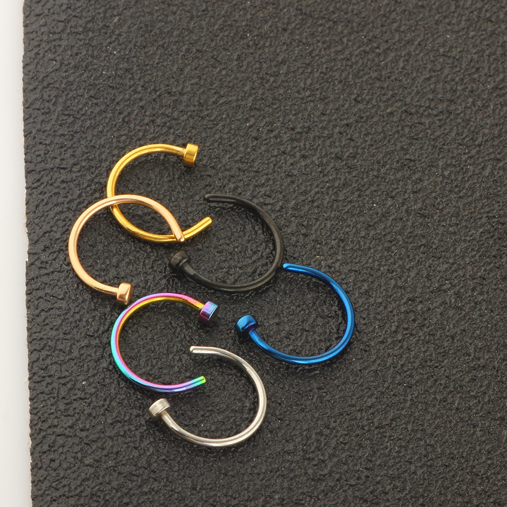 Stainless Steel C-Shape Nose Ring Nose Stud 6 Color Mixed Set - Popular Body Piercing Jewelry for Europe and US Amazon Supply detail image 12