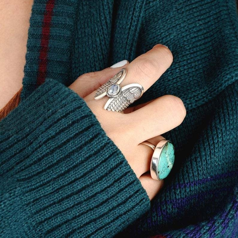 bague aile d'ange métal