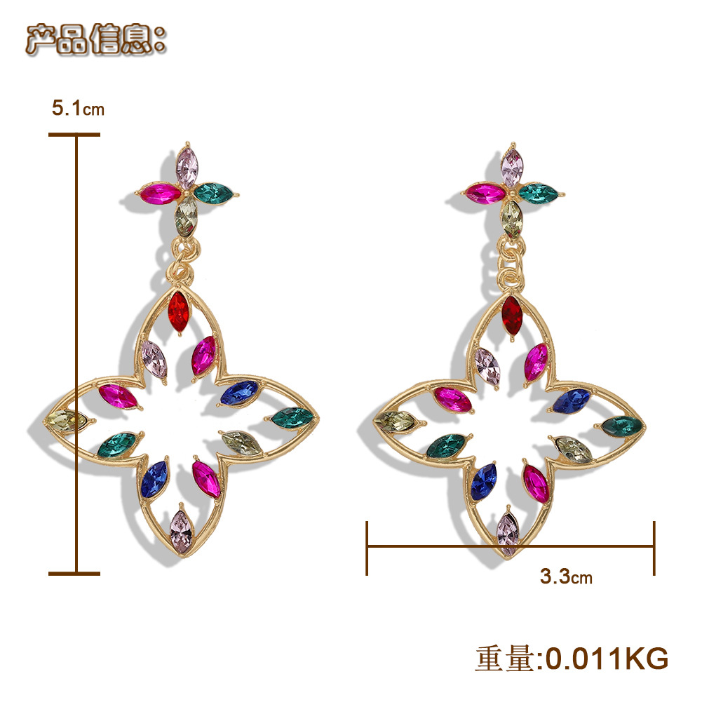 New Rhinestone Earrings Temperament Simple Birthday Gift Jewelry Wild Metal Earrings Fashion display picture 1