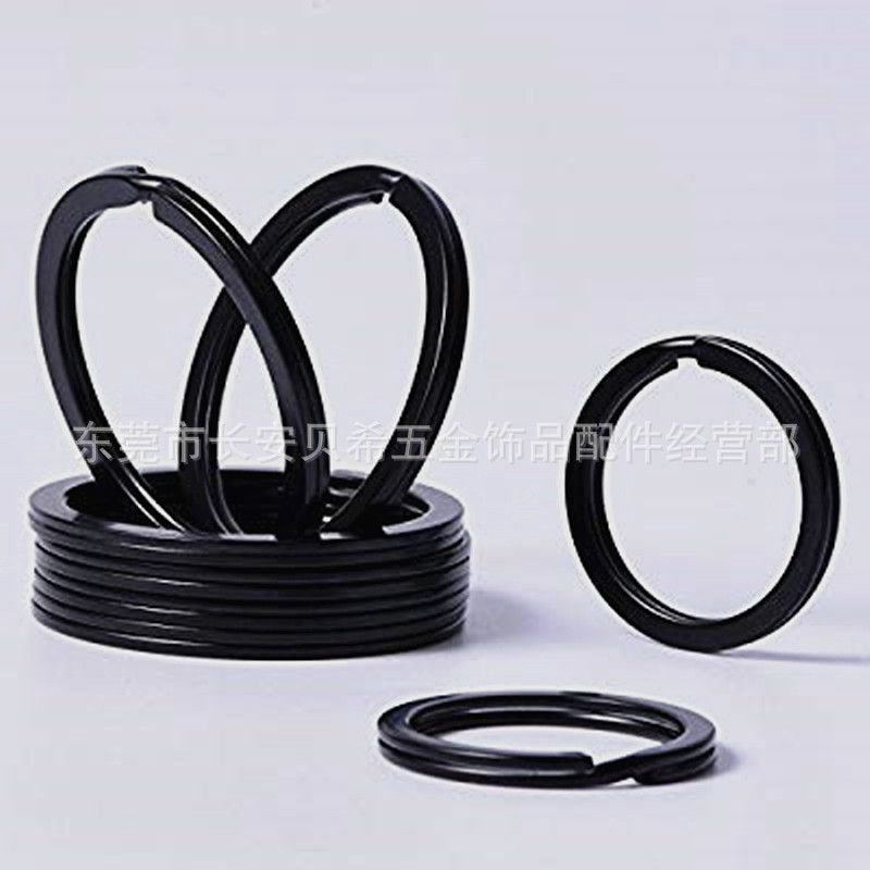 《厂家直销》黑色钥匙圈 加厚电镀扁圈 黑色锁匙圈 黑色钥匙圈