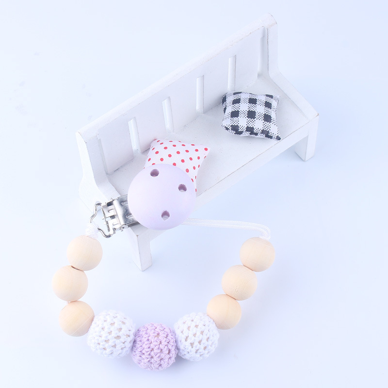 Bebé chupete clip de seguridad de madera cadena de chupete cadena anti-caída bebé suministros maternos e infantiles DIY cadena anti-perdida