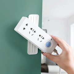 Wall-mounted adhesive clip power strip holder cord organizer without holes for home use