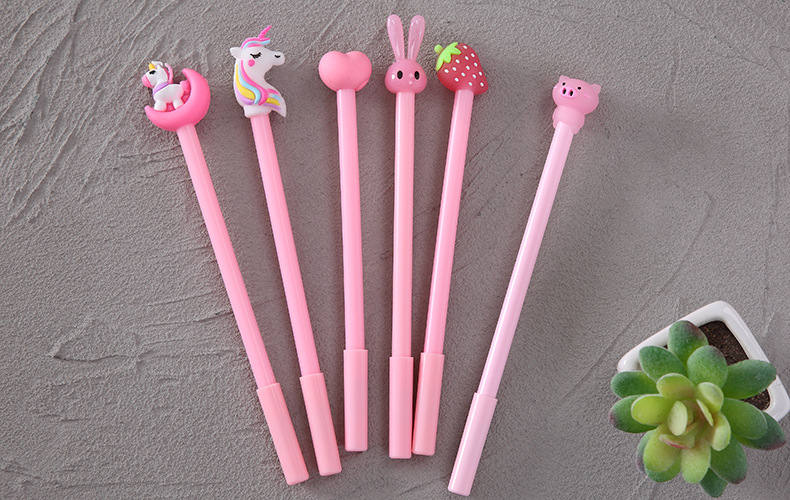 Cute Cartoon Soft Rubber Head Gel Pen Student Ball Pen Office Stationery Writing Pen 6 Boxed display picture 4