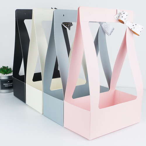 Mother's Day Waterproof Portable Flower Basket Paper Material Flower Packaging Box Flower Shop Supplies Wholesale
