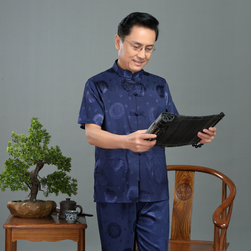 Chinese Tang Dynasty suit for men Chinese men morning exercise clothes