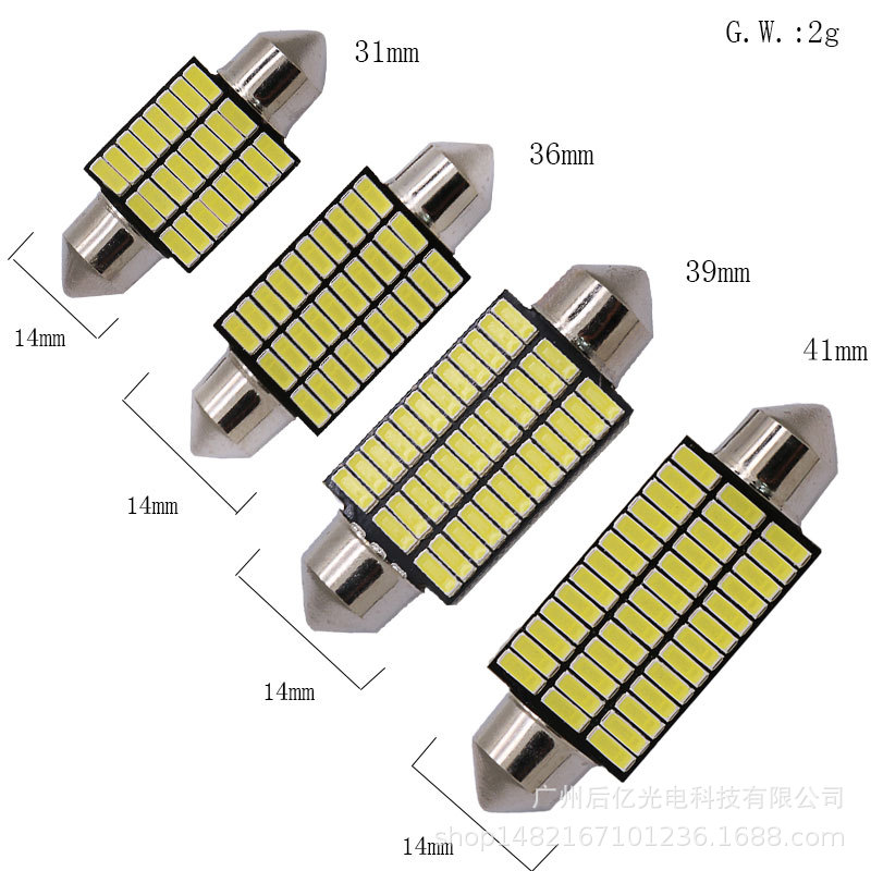 Coche LED decodificación electrodeless luz de lectura doble punta 31 36 39 41mm 4014 24 30 36 39SMD