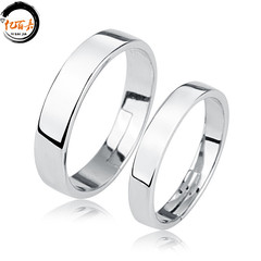925 Pure Silver Plated Jewelry for Men and Women, Open Mouth Couple's Ring, Polished, Creative, Simple, Pure Silver Pair
