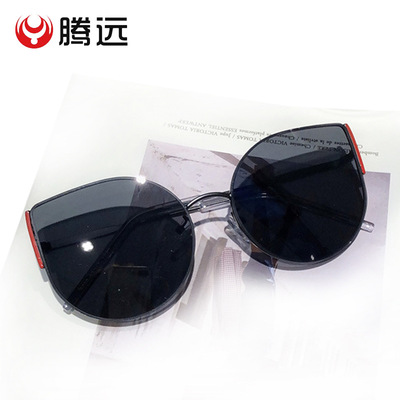 工厂直销欧美金属个性太阳眼镜猫眼墨镜 跨境潮流女土太阳镜6308