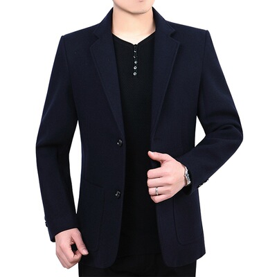 2020春秋季新款西装男中年爸爸装商务休闲上衣单件免烫羊毛呢西服