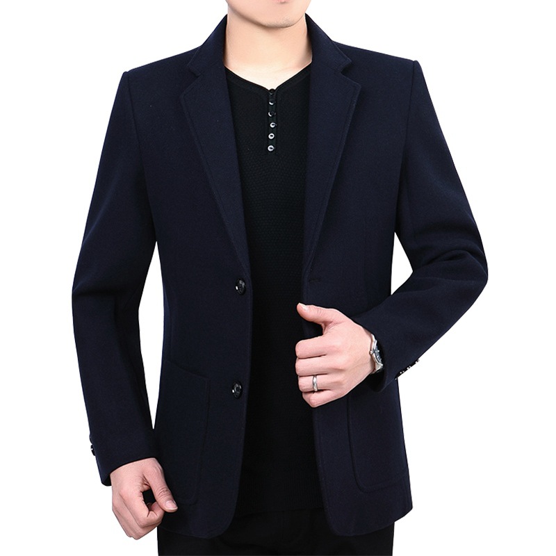 2020春秋季新款西装男中年爸爸装商务休闲上衣单件免烫羊毛呢西服