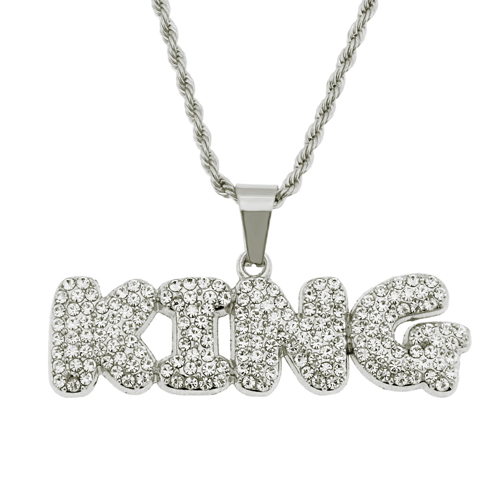 hip-hop menu0027s diamond letter king pendant necklace creative new pendant jewelry