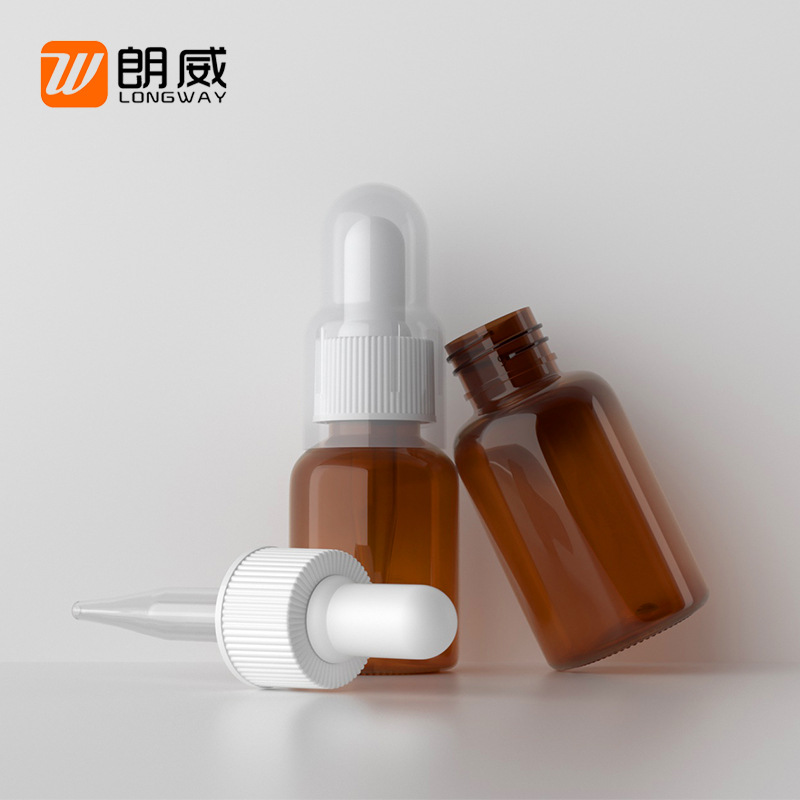 25ml botella de aceite esencial de plástico marrón botella cuentagotas tubo de leche esencia botella de líquido botella de aceite esencial
