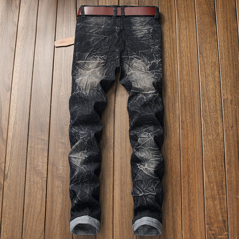 Men's Slim Fit Distressed Motorcycle Jeans