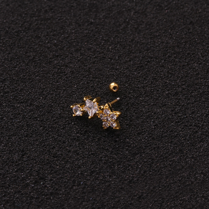 Ear Cartilage Rings & Studs Ethnic Style Star 316 Stainless Steel  Copper Zircon display picture 3