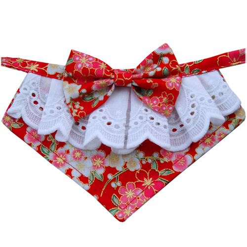 Pet Mouth Towel Lace Princess Dog Scarf Triangular Bandana Accessory Bib Cover Cat Collar Decor