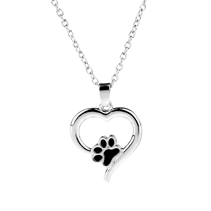 New fashion pet dog paw hollow love footprints necklace wholesale
