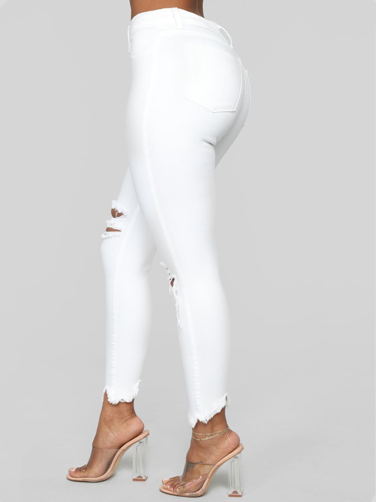 Regular Fit Fit Type Solid Color Pattern Spring Season Women's Street Streetwear Solid Color Full Length Washed Jeans