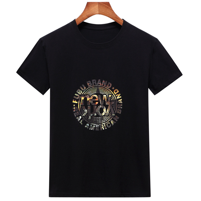 轩韬 夏季男士短袖t恤打底衫纯棉修身半袖圆领印花体恤潮一件代发|ms