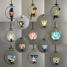 彩色玻璃吊燈餐廳燈創意個性吧台小鳥燈咖啡廳卧室蒂凡尼燈飾鸚鵡