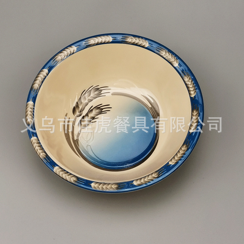 Cuencos de melamina para comercio exterior de 7 y 8 pulgadas con estampado amarillo estilo mercado africano venta directa de fábrica