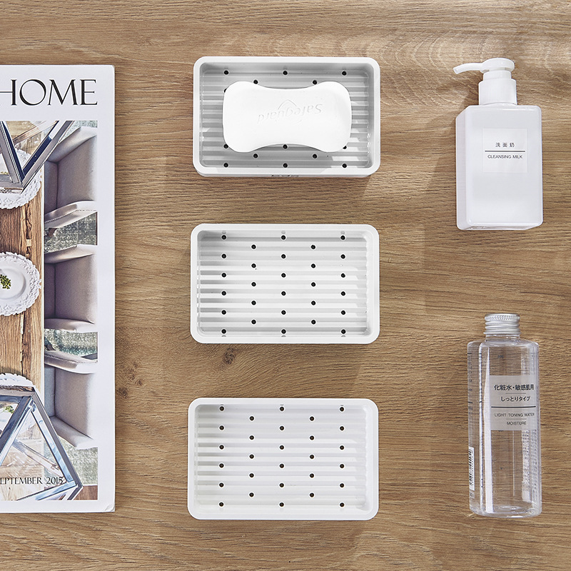 Simple drenaje plato de jabón caja de jabón baño creativo suministros para el hogar bandeja de jabón cuadrada oferta especial caja de jabón de doble capa