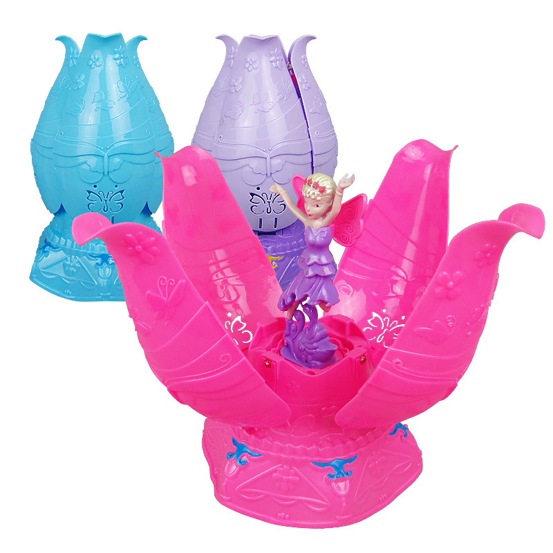 Nueva Flor de hadas las mujeres elevación eléctrica giratoria bailando flor princesa con luz música universal juguetes para niños
