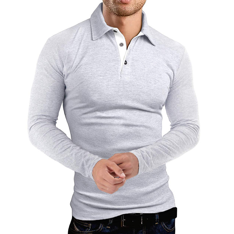 Herrpolo med lång ärm och krage för business och golf_voghion.com