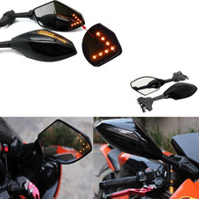 LED帶燈后視鏡 后視配件摩托車改裝車鏡 燈殼帶燈YMH跑車鏡面