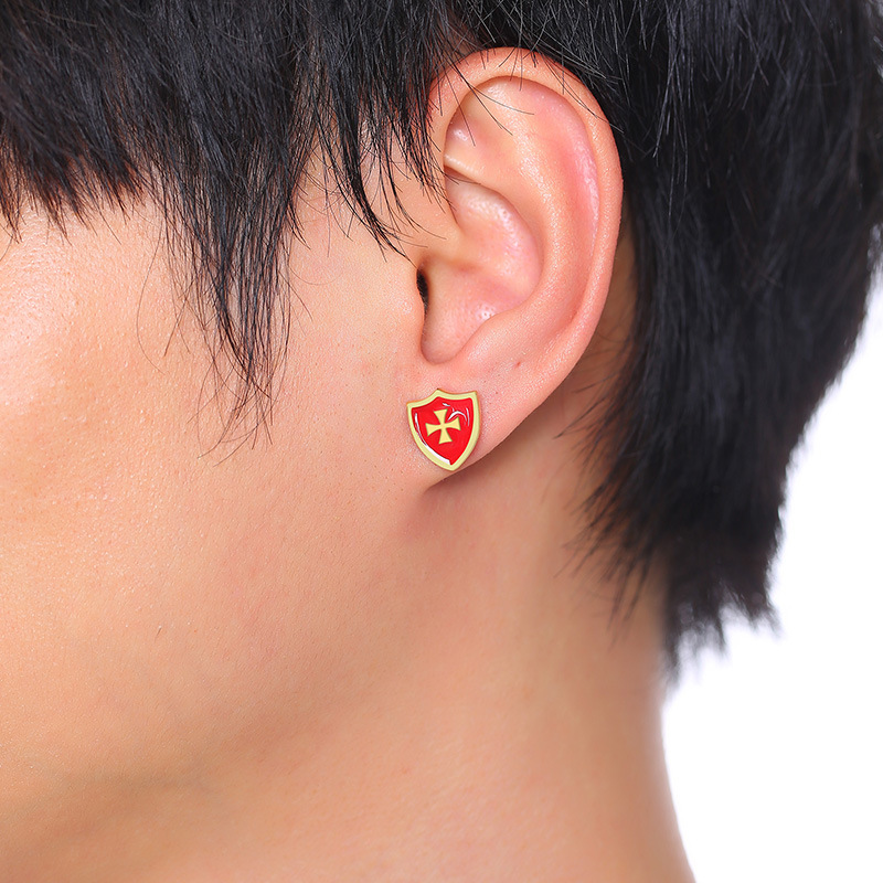 1 Pair Fashion Cross Titanium Steel Polishing Enamel Menu0027S Ear Studs