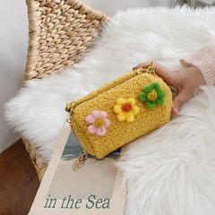 Cartoon Rabbit Children's Cross-Shoulder Bag Autumn/Winter Woolen Girl's Single-Shoulder Bag Fashion Small Flower Cylinder Children's Pocket Money Holder