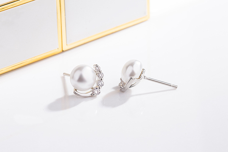 Korean version pearl earrings diamond zircon pearl earrings temperament earrings simple fashion jewelrypicture5