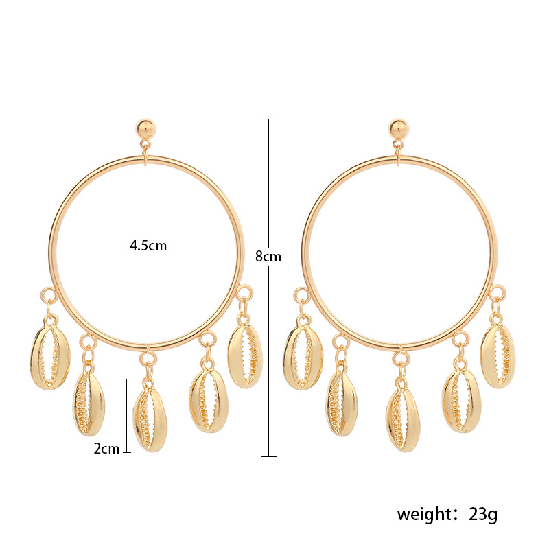 31g Weight Earrings Classification Wedding, Travel Occasion Women'S Gender Inlaid Shell Design Fashion Style Fashion New Small Starfish Pendant Geometric Circle Conch Shell Alloy Earrings 无