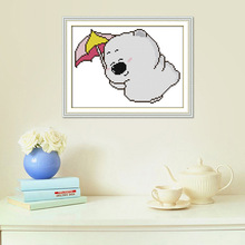 亚马逊外贸新款十字绣印花小囧熊卡通可爱装饰挂画自绣刺绣材料包