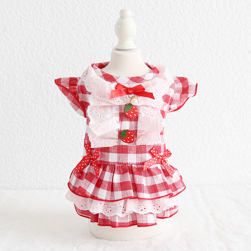 烫金格子花边裙