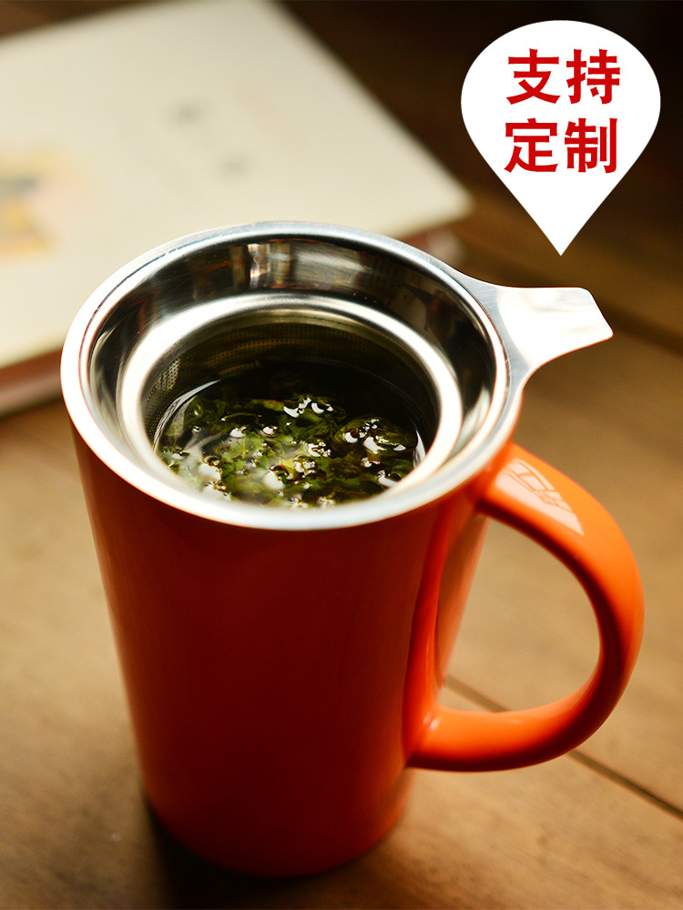 Taza de cerámica de agua taza de café creativa taza de oficina taza de té con tapa barrera de té regalos de fuga