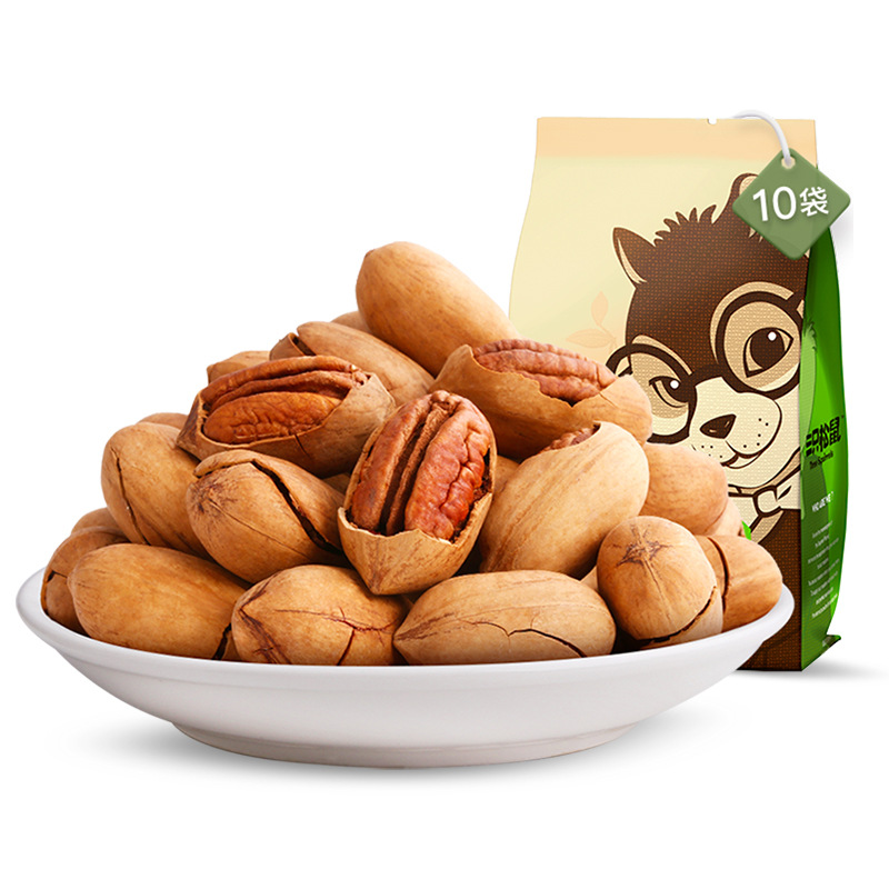三只松鼠旗舰店碧根果长寿果210g 奶油味松鼠小贱零食山核桃坚