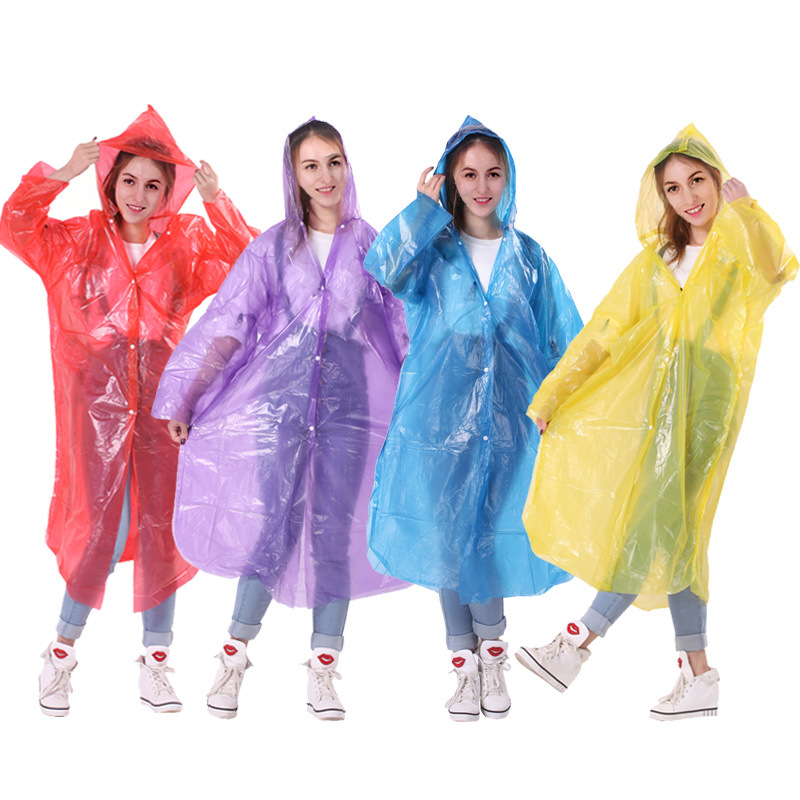 一次性雨衣 PE塑料80g加厚款全新料带扣旅游户外成人雨衣 多色