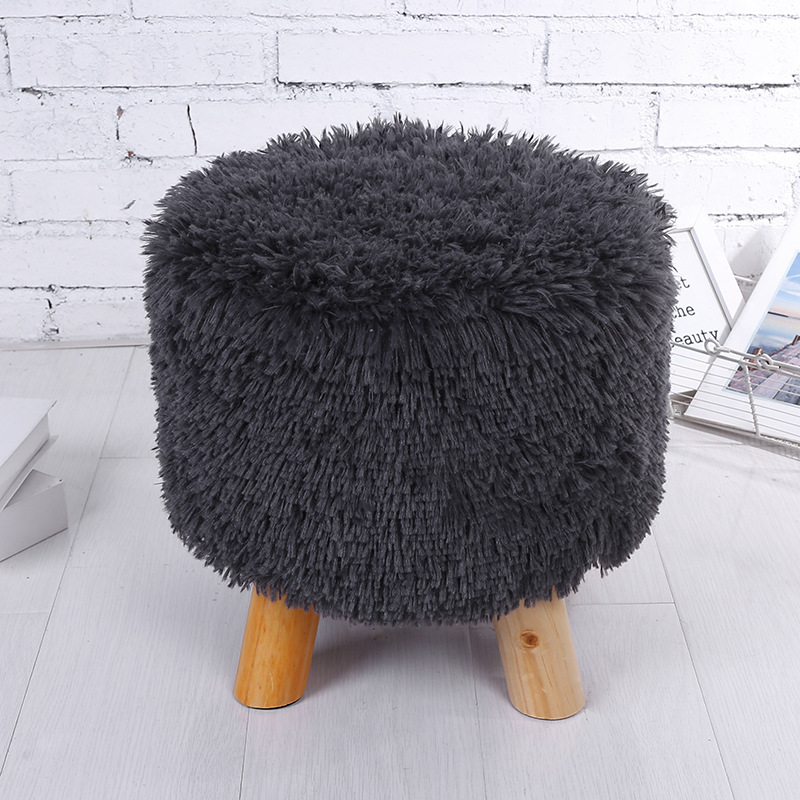 Taburete de madera de felpa taburete de madera maciza para cambiar zapatos taburete de tela extraíble y lavable taburete de pino taburete redondo taburete móvil al por mayor de fábrica