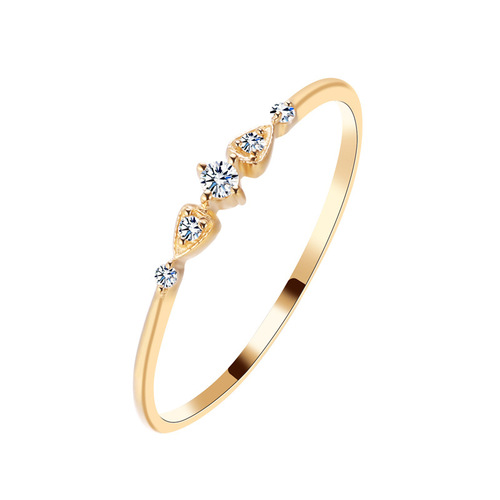S925 sterling silver plated 14K gold platinum women's ring ring tail ring zirconium diamond fine simple Japanese retro foreign trade