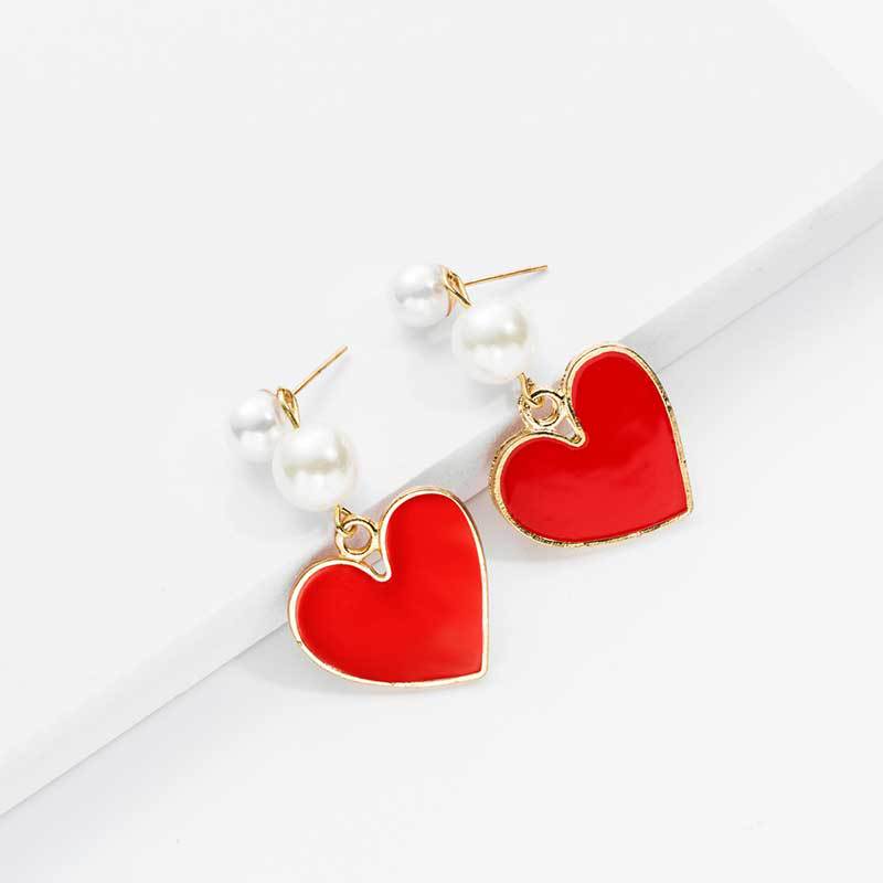 Earrings New Love Pearl Earrings Fashion Punk Wind Earrings For Women display picture 3