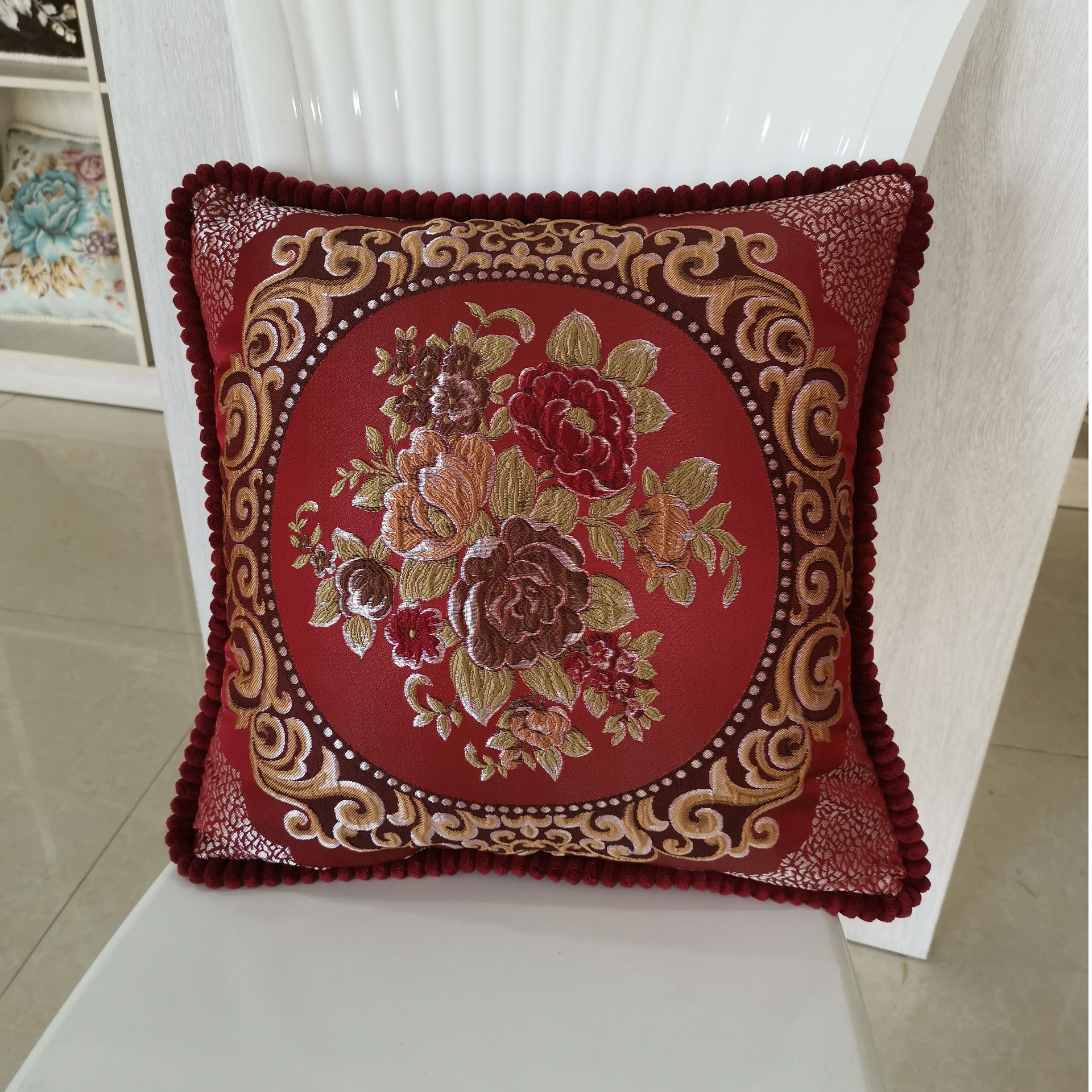 国色天香抱枕套面料 沙发靠背居家布艺沙发靠枕 高精密提花面料