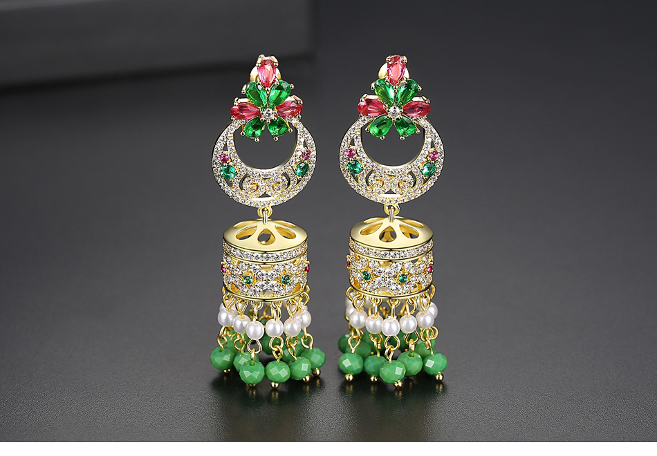 Stud Earrings Color Bells Pearl Women's National Wind Stud Earrings Gifts display picture 1