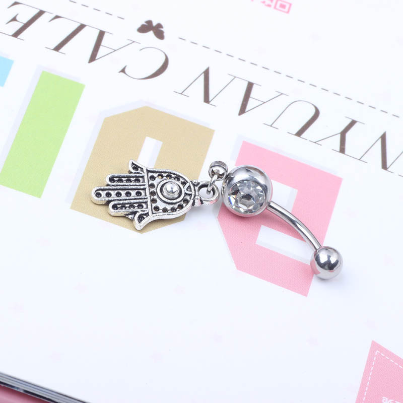 New Popular Huashan Hand Pendant Belly Button Ring Navel Stud Ear Studs Body Jewelry Stainless Steel detail image 8