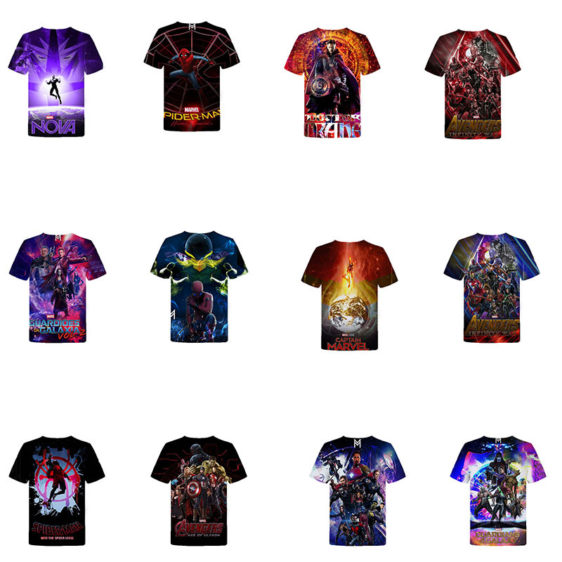 2019夏季欧美新款漫威 复仇者联盟4 宽松3D数码印花男短袖t恤|ru