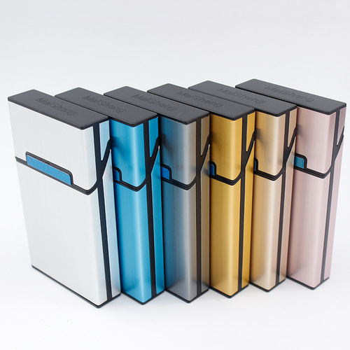20-pack aluminum alloy cigarette box, brushed metal cigarette box, personalized magnetic buckle cigarette box, men's and women's cigarette box wholesale