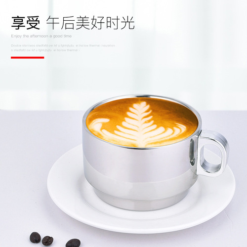 304 stainless steel cup double layer customized mark water cup advertising gift coffee cup foreign beer cup children's mouth cup