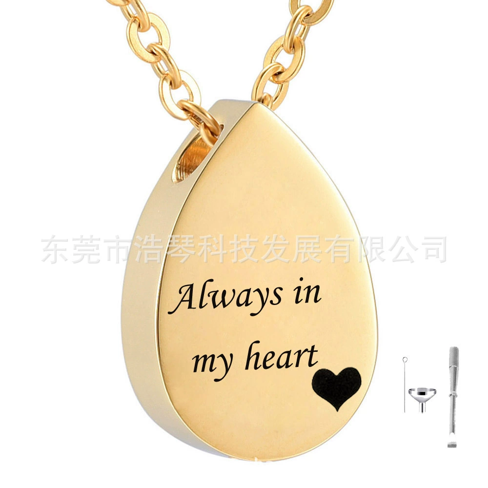 Ebay горячая Распродажа ПЭТ пепел ожерелье золото в форме капли надписи пепел кулон похороны ювелирные изделия флакон духов