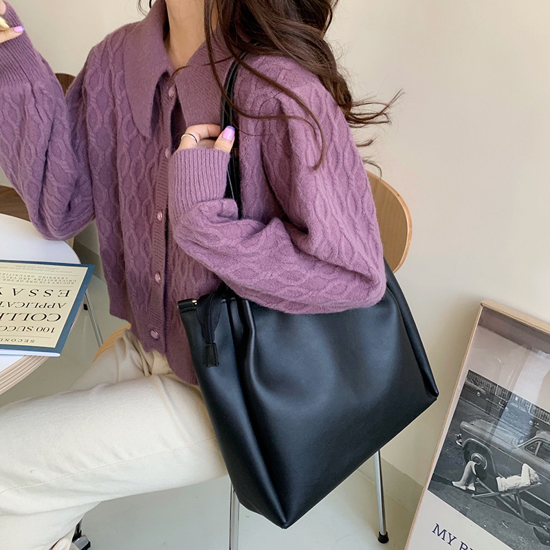 Damen Neue Mode Koreanische Ausgabe Tägliche Schulter Große Kapazität Einfache Tragetasche Student Handheld Umhängetasche_voghion.com