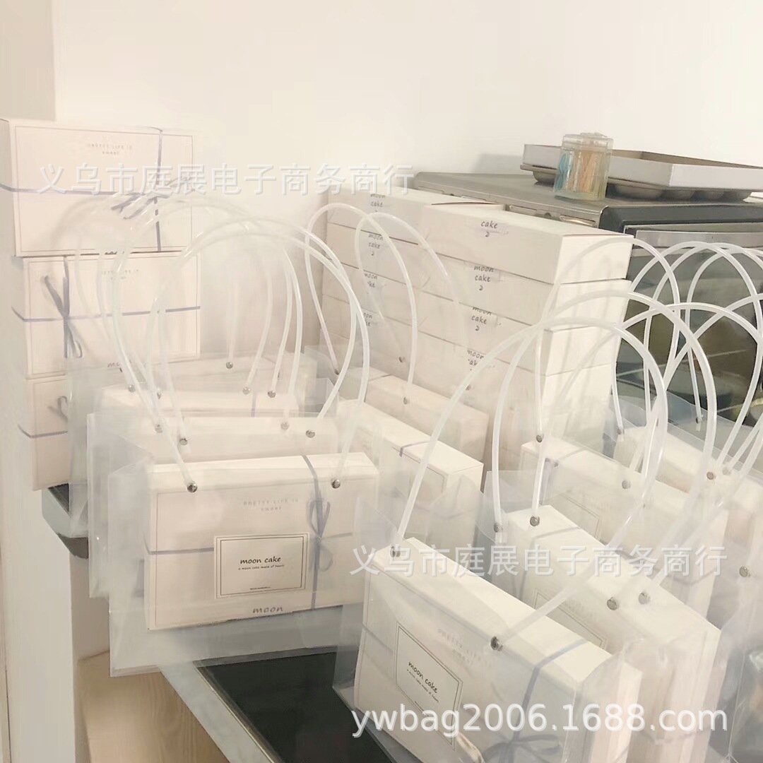 新款透明蛋糕盒手提袋礼品包装袋雪花酥点心烘焙包装袋甜品月饼袋